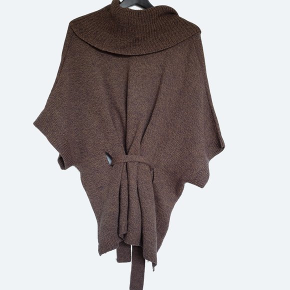 COPY - COPY - H&M Poncho Style Brown Heathered Sweater - Picture 1 of 7